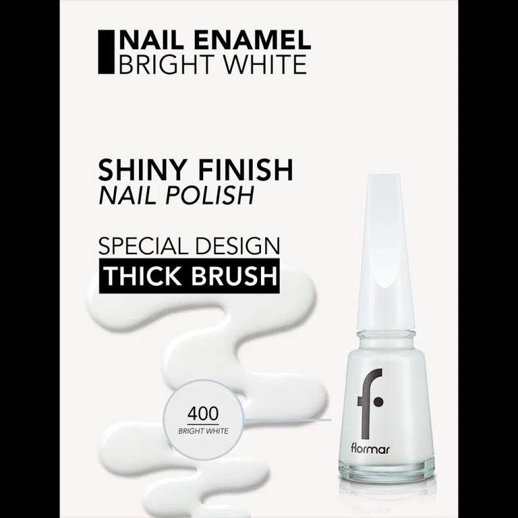 Flormar Nail Enamel - 400 Bright White New (11 ml)