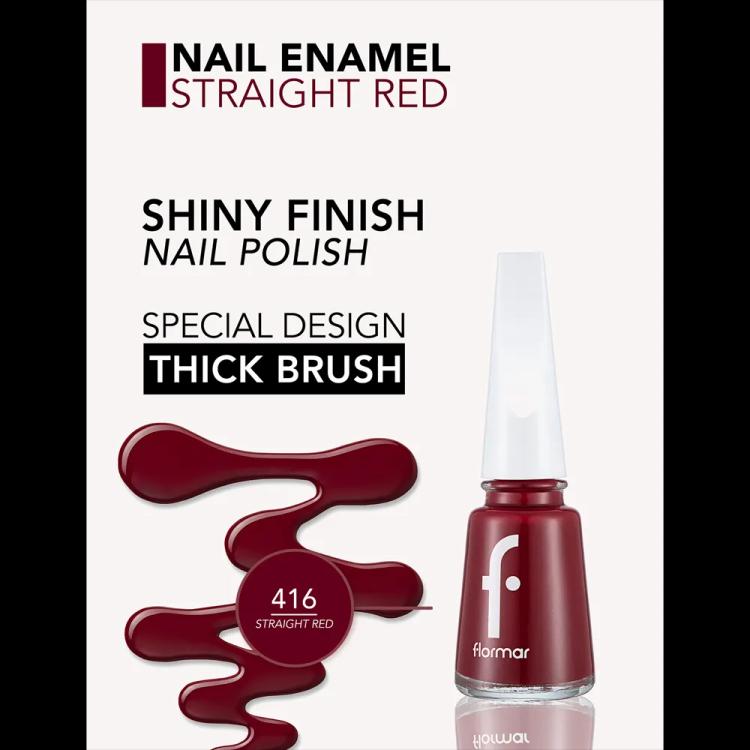 Flormar Nail Enamel - 416 Straight Red New (11 ml)