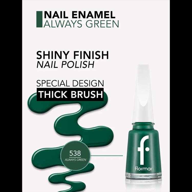 Flormar Nail Enamel - 538 Always Green (11 ml)