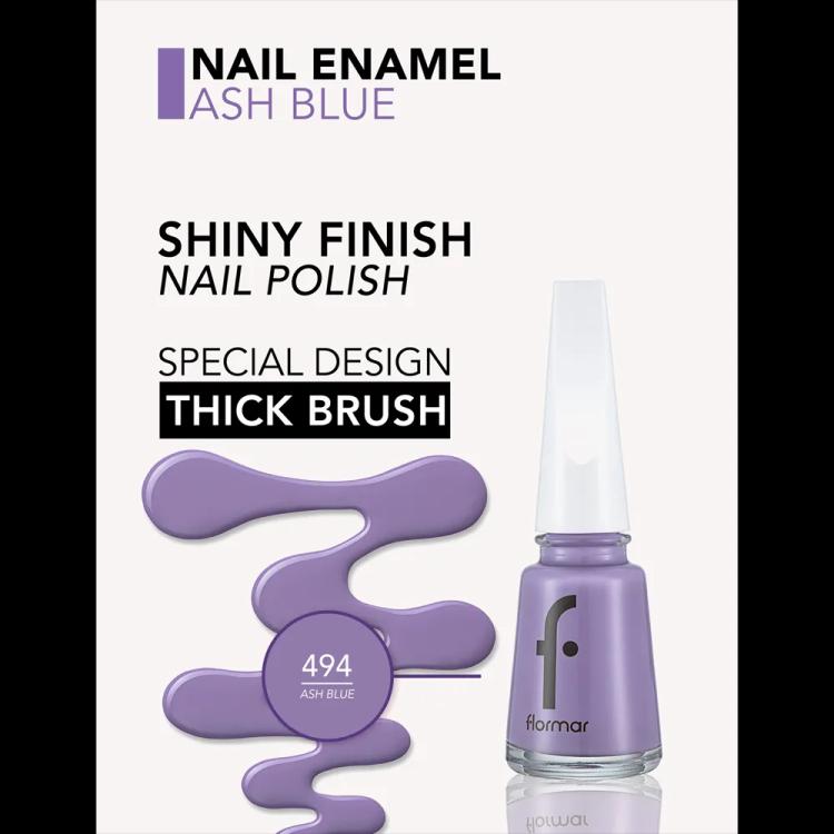 Flormar Nail Enamel - 494 Ash Blue New (11 ml)