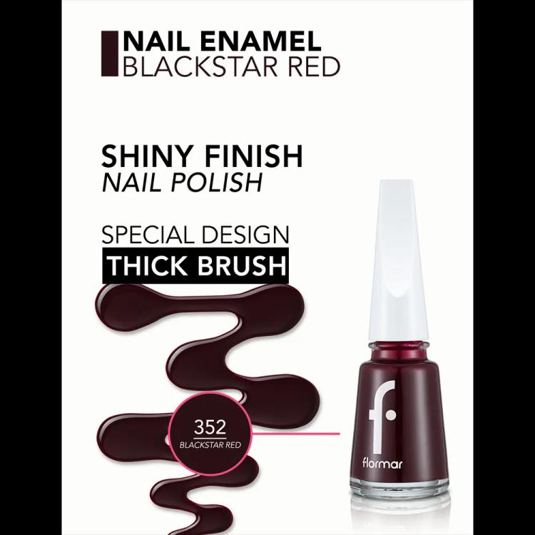 Flormar Nail Enamel - 352 Blackstar Red New (11 ml)