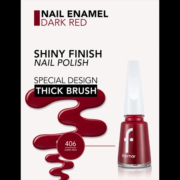 Flormar Nail Enamel - 406 Dark Red New (11 ml)