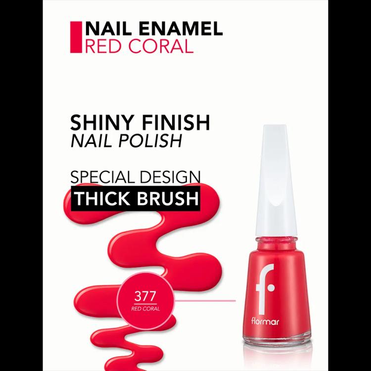 Flormar Nail Enamel - 377 Red Coral New (11 ml)