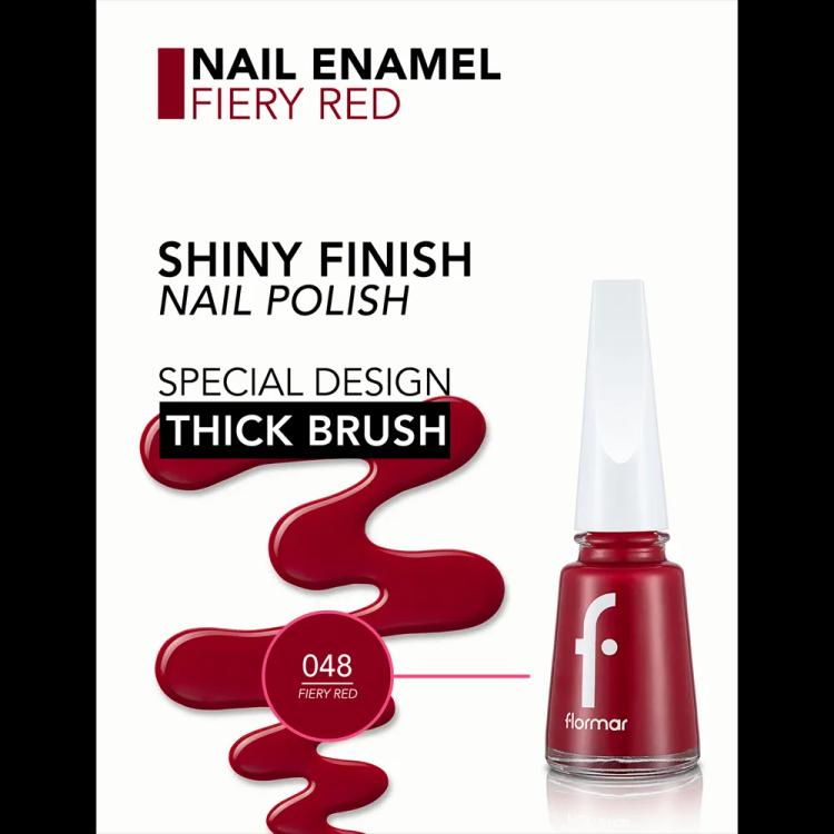 Flormar Nail Enamel - 048 Fiery Red New (11 ml)