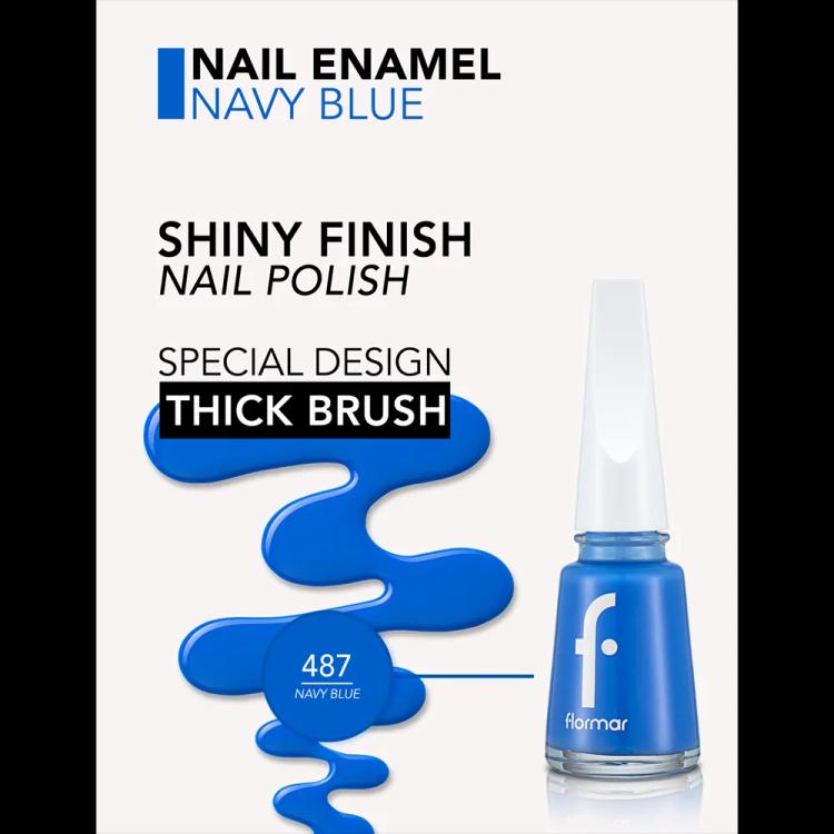 Flormar Nail Enamel - 487 Navy Blue New (11 ml)
