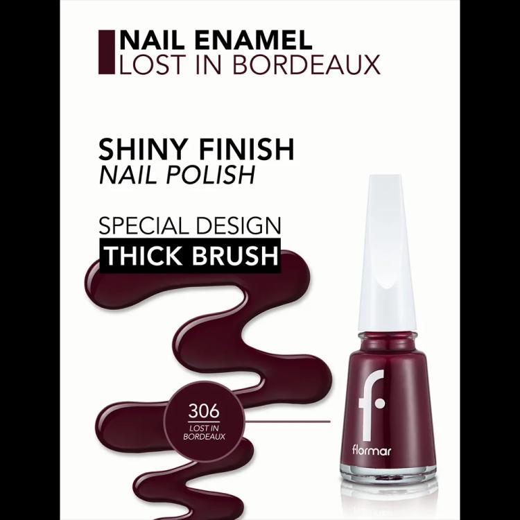 Flormar Nail Enamel - 306 Lost In Bordeaux New (11 ml)