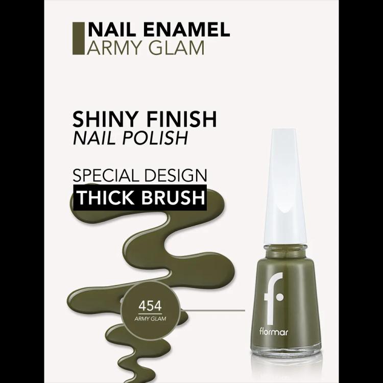 Flormar Nail Enamel - 454 Army Glam New (11 ml)