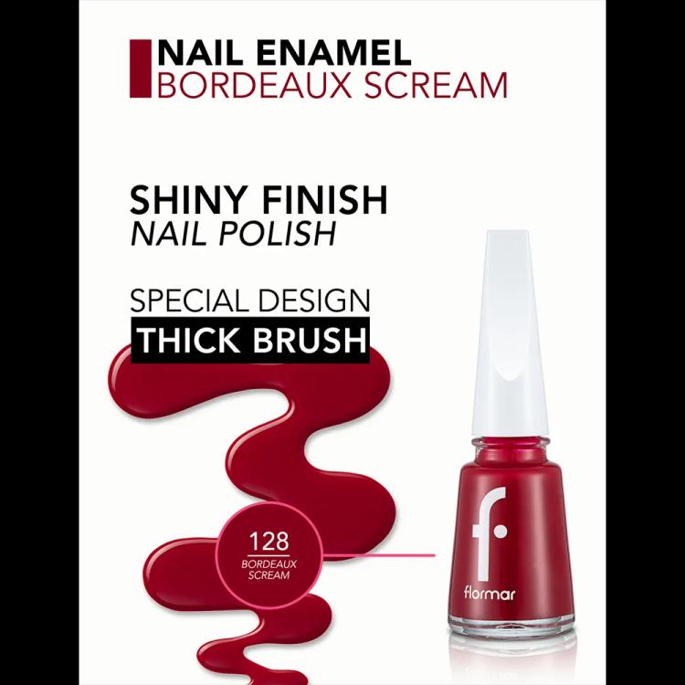 Flormar Nail Enamel - 128 Bordeaux Scream New (11 ml)