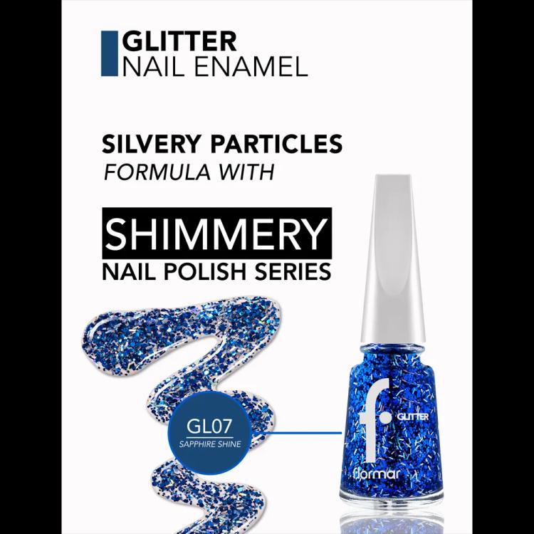 Flormar Glitter Nail Enamel - GL07 Sapphire Shine (11 ml)