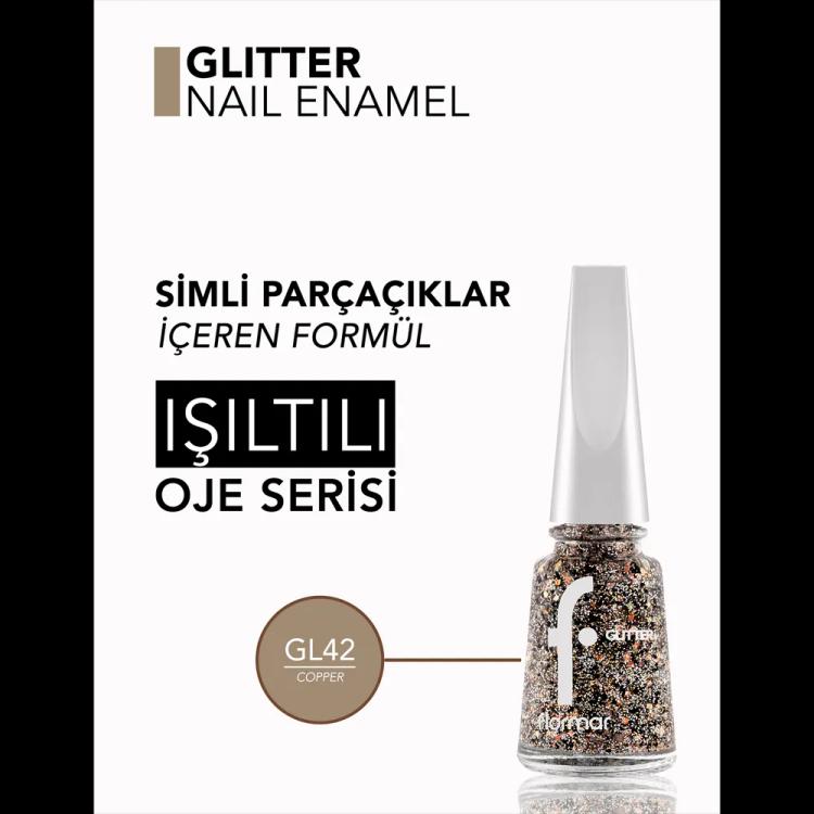Flormar Glitter Nail Enamel - GL42 Copper (11 ml)