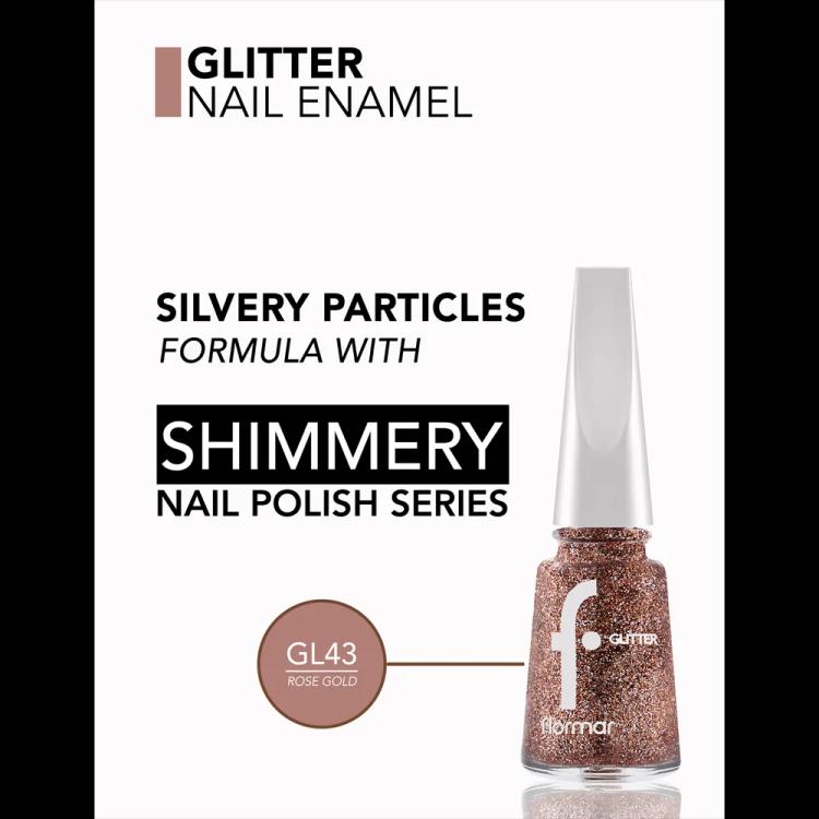Flormar Glitter Nail Enamel - GL43 Rosegold (11 ml)