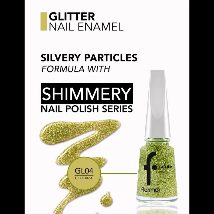 Flormar Glitter Nail Enamel - GL04 Gold Rush (11 ml)