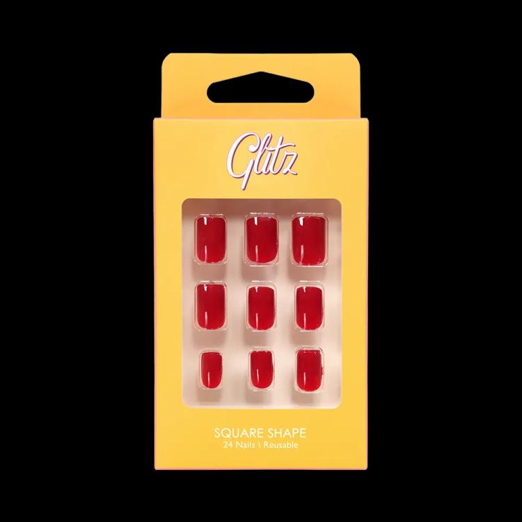 Glitz Self-Adhesive Press On Nails Natural - 1 Red
