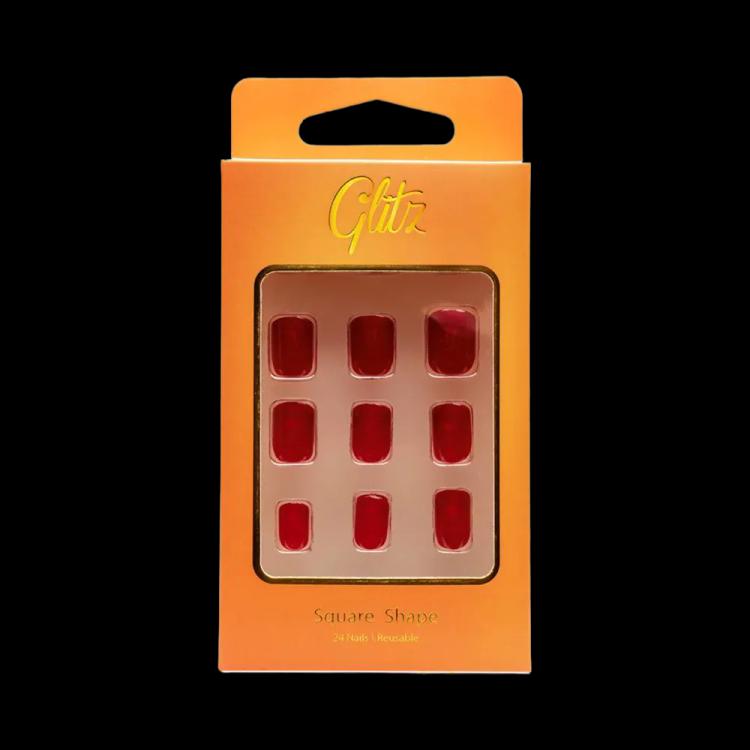 Glitz Self-Adhesive Press On Nails Natural - 1 Red