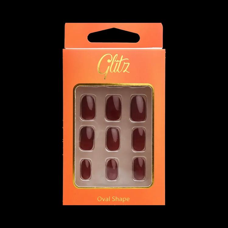 Glitz Self-Adhesive Press On Nails Oval - 6 Burgundy Gradient
