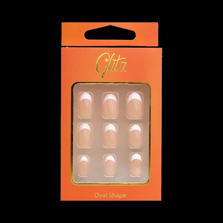 Glitz Self-Adhesive French Press On Nails Oval - 14 Pink