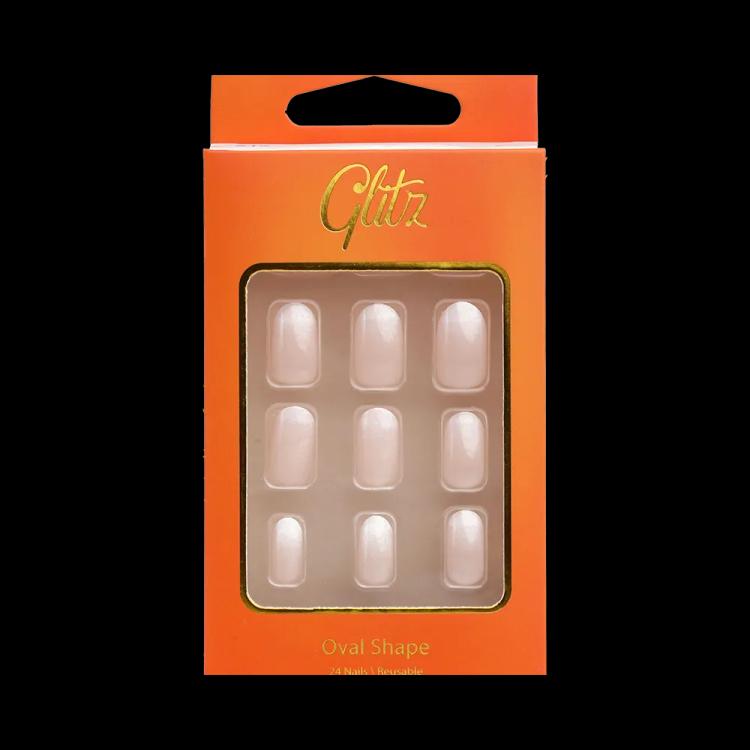 Glitz Self-Adhesive French Press On Nails Oval - 15 Natural