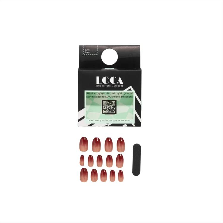 LOCA Press On Nails Coffin Shape - 18 Ombre (24 pcs)