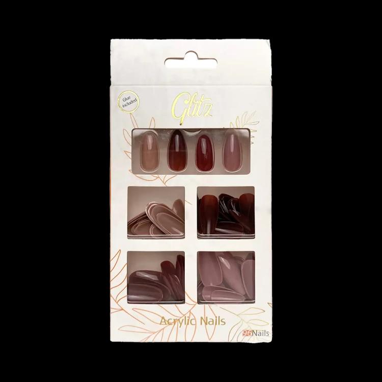 Glitz Acrylic Nails with Liquid Glue - Nude
