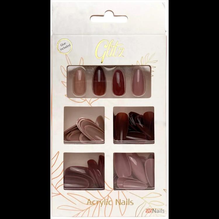 Glitz Acrylic Nails with Liquid Glue - Nude