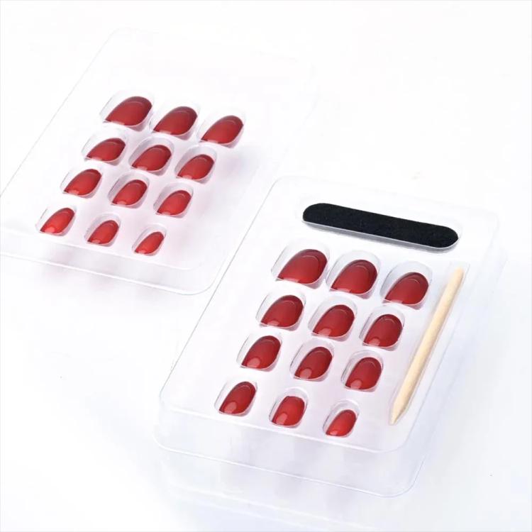 KATIA Press On Gel Nail Oval Shape - 24 Shiny Burgundy (24 pcs)