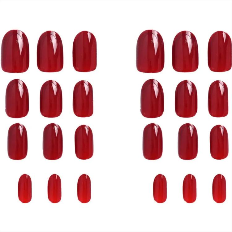KATIA Press On Gel Nail Oval Shape - 24 Shiny Burgundy (24 pcs)