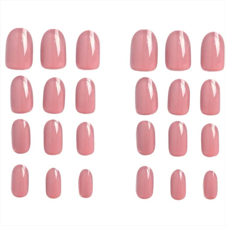 KATIA Press On Gel Nail Oval Shape - 25 Shiny Nude (24 pcs)