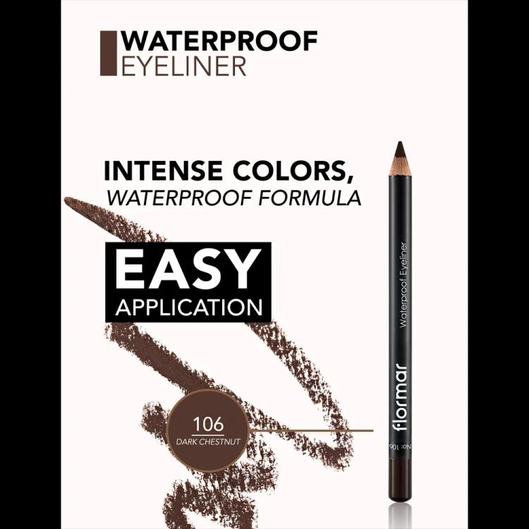 Flormar Waterproof Eyeliner Pencil - 106 Dark Chestnut (4.45 g)