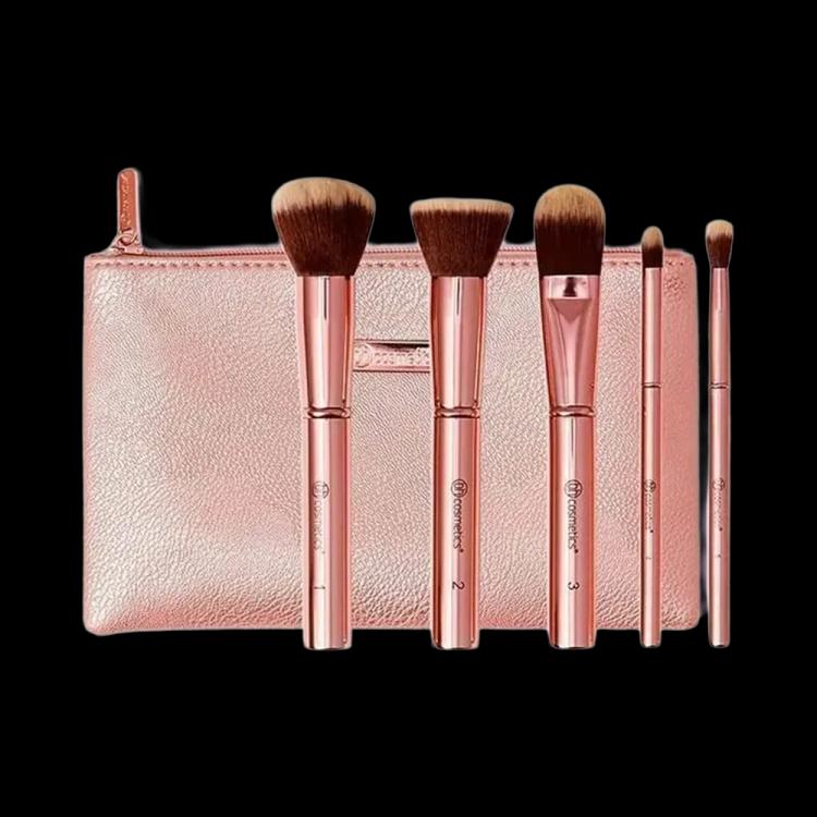 BH Cosmetics Metal Rose Brush Set with Bag - 11 pcs