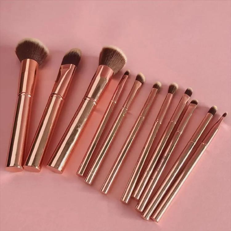 BH Cosmetics Metal Rose Brush Set with Bag - 11 pcs