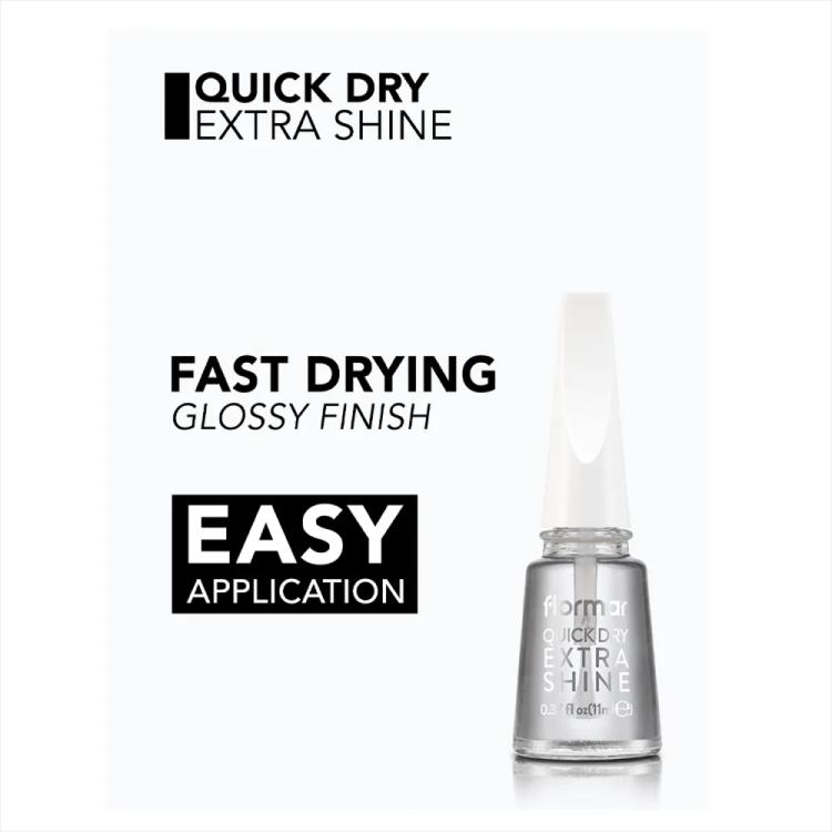 Flormar Quick Dry Extra Shine Top Coat Nail Polish - 11 ml