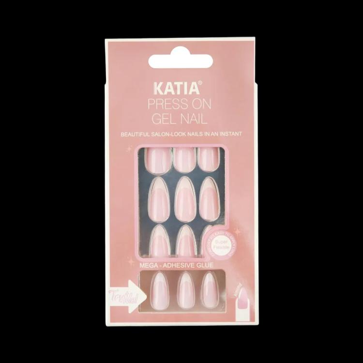 KATIA Press On Gel Aalmond French Nail - 104 (12 pcs)
