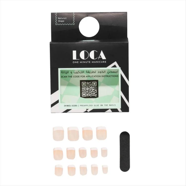 LOCA Press On Nails Natural Shape - French 20 (24 pcs)