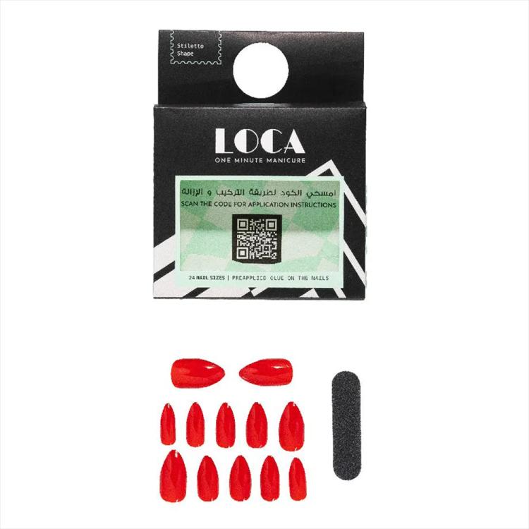LOCA Press On Nails Stiletto Shape - Red 10