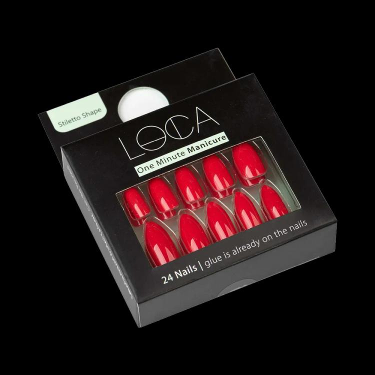 LOCA Press On Nails Stiletto Shape - Red 10