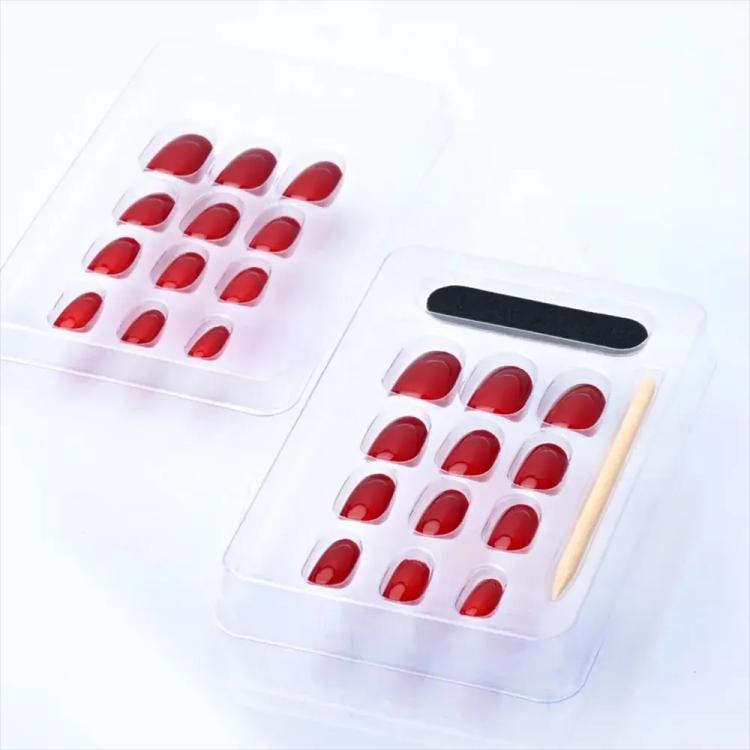 KATIA Press On Gel Nail Oval - Shiny Red 22 (12 pcs)