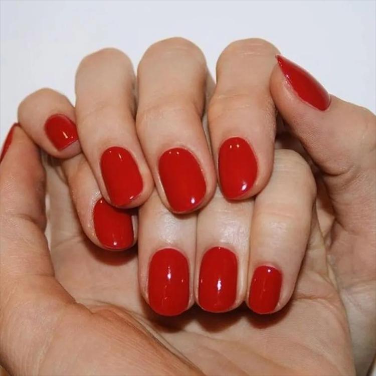 KATIA Press On Gel Nail Oval - Shiny Red 22 (12 pcs)