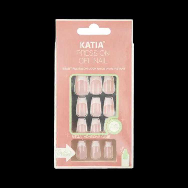 KATIA Press On Gel Nail Coffin - Pinky French 11 (12 pcs)