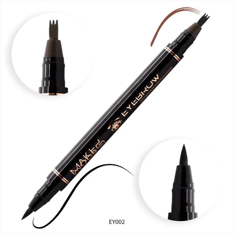 Make Over 22 Double-ended Eyebrow and Eye Pencil - EY002 Black/Dark Brown