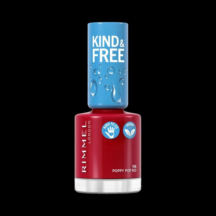 Rimmel London Kind & Free Clean Plant Based Nail Polish - 156 Poppy Pop Red (8 ml)
