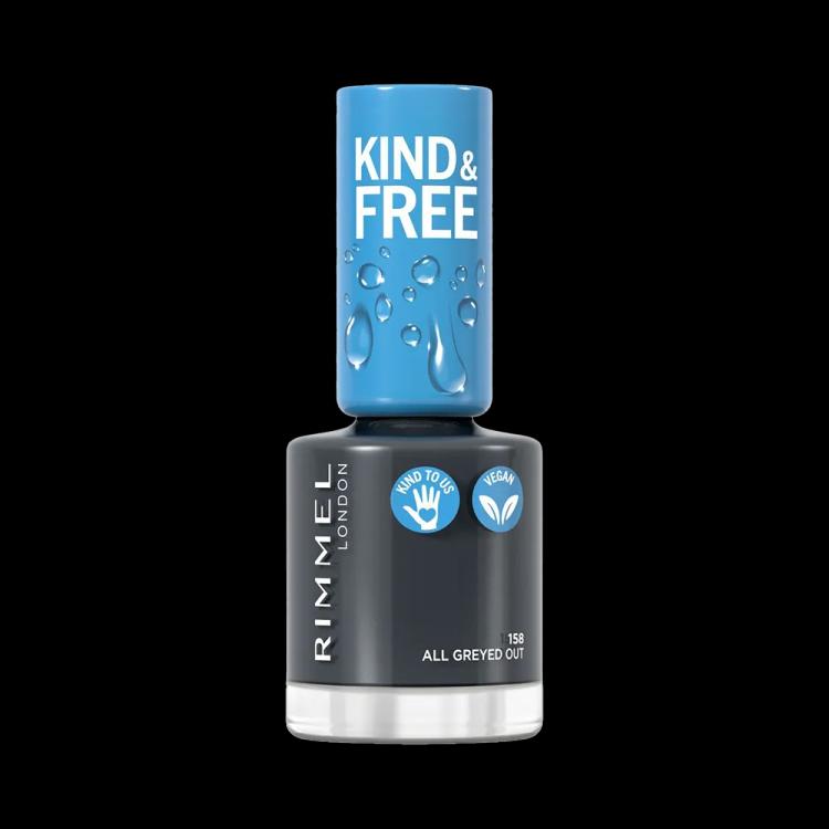 Rimmel London Kind & Free Clean Plant Based Nail Polish - 158 All Greyed Out (8 ml)