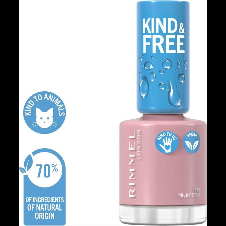 Rimmel London Kind & Free Clean Plant Based Nail Polish - 154 Milky Bare (8 ml)