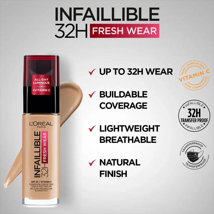 L'Oreal Paris Infaillible 24H Fresh Wear Foundation SPF 25 - 200 Golden Sand