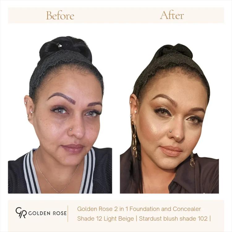 Golden Rose Total Cover 2 in 1 Foundation & Concealer SPF 15 - 12 Light Beige (30 ml)