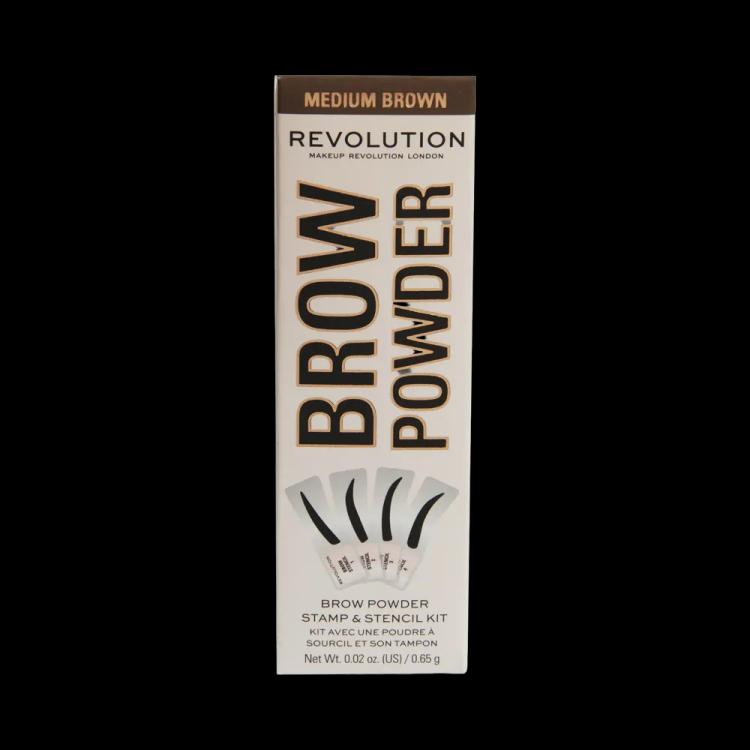 Makeup Revolution Brow Powder Stamp & Stencil Kit - Medium Brown (0.65 g)