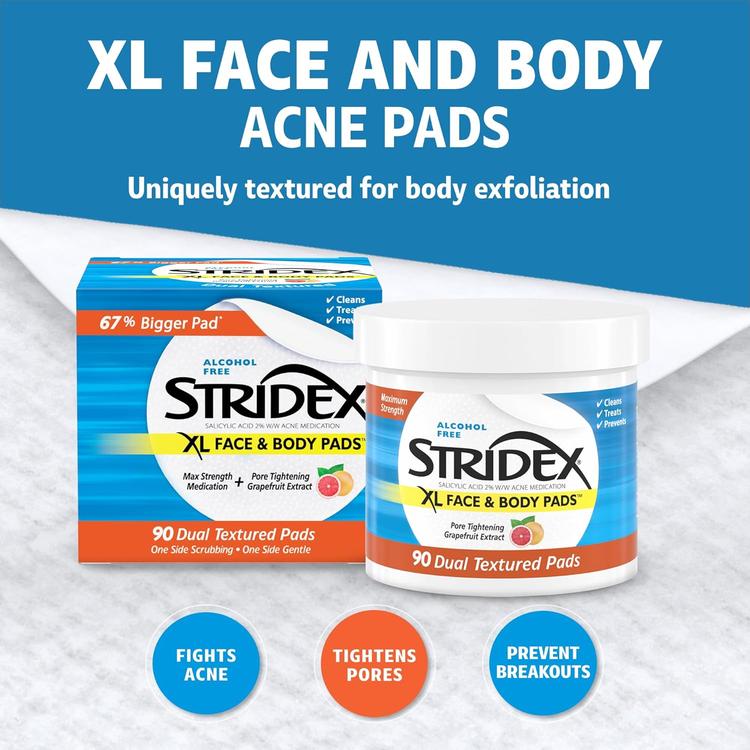 STRIDEX XL Face & Body Pads - 90 Pads
