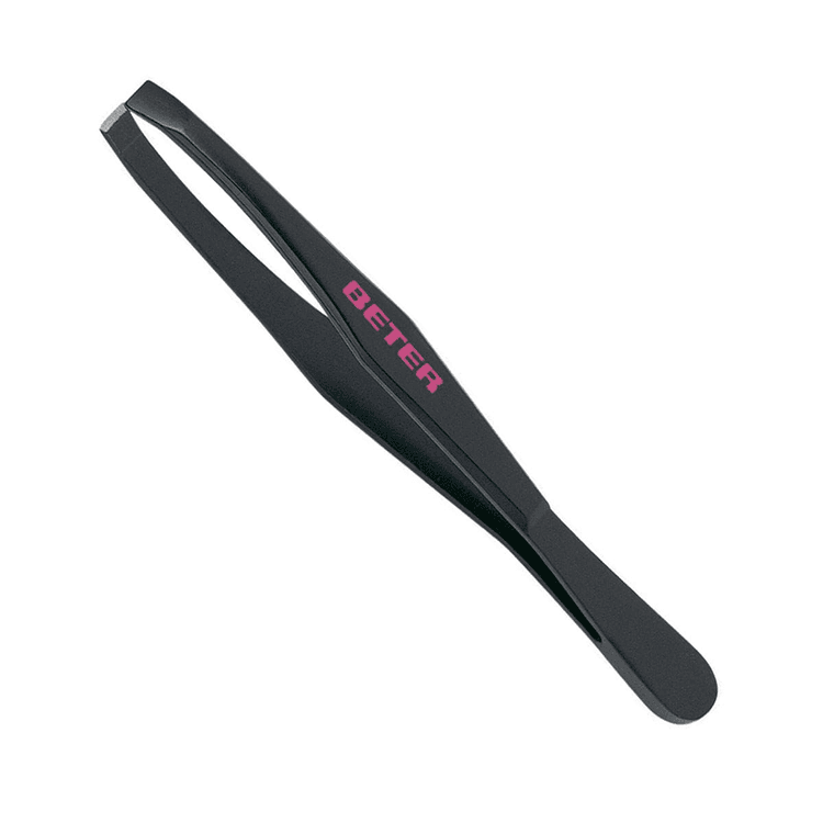 Beter Black Coated Steel Straight Tip Tweezers 24003 