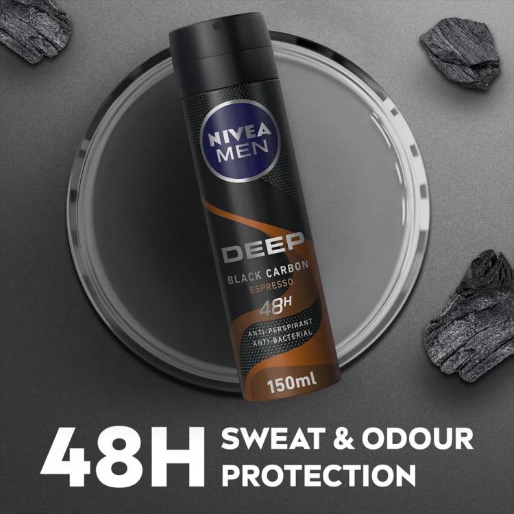 Nivea 48HR Deep Black Carbon Espresso Deodorant Spray - 150 ml