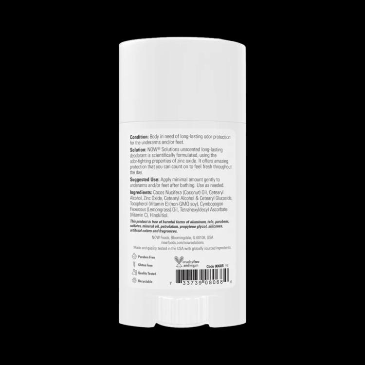 Now Solutions Long-Lasting Deodorant Stick, Unscented - Feminine Hygiene