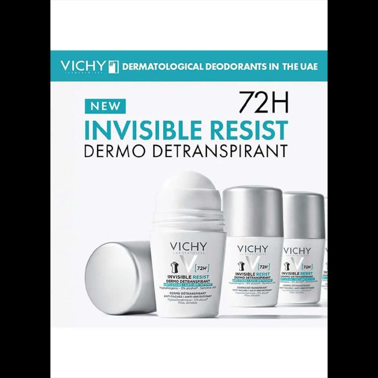 Vichy 72HR Invisible Resist Anti-perspirant Deodorant Roll-On - 50 ml